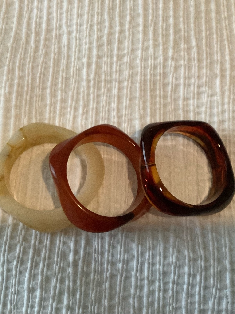 Stackable Women's Resin bracelets- Brown, Cream, Amber